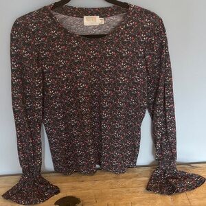 Nation LTD Floral Long Sleeve Top - Black and Red